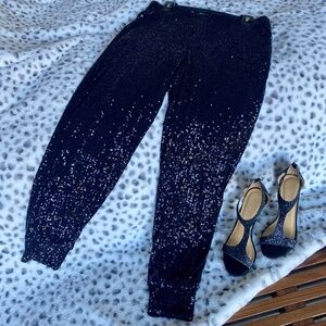 Cable and Gauge Sequined Black Jogger Evening Pants Women's Large